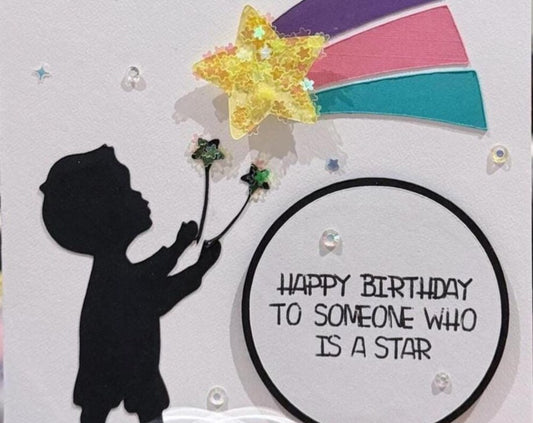 Child Reaching Rainbow Birthday Card